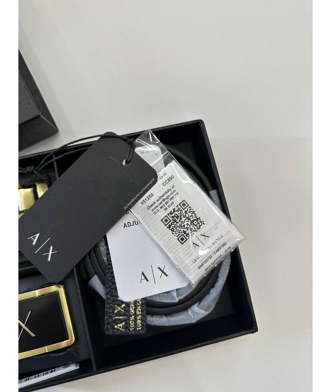ARMANI EXCHANGE Черный кожаный ремень, фото 4