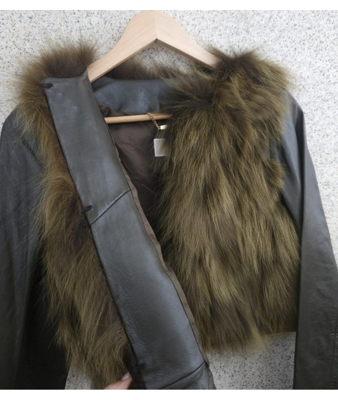 MICHAEL KORS Хаки кожаная куртка, фото 5