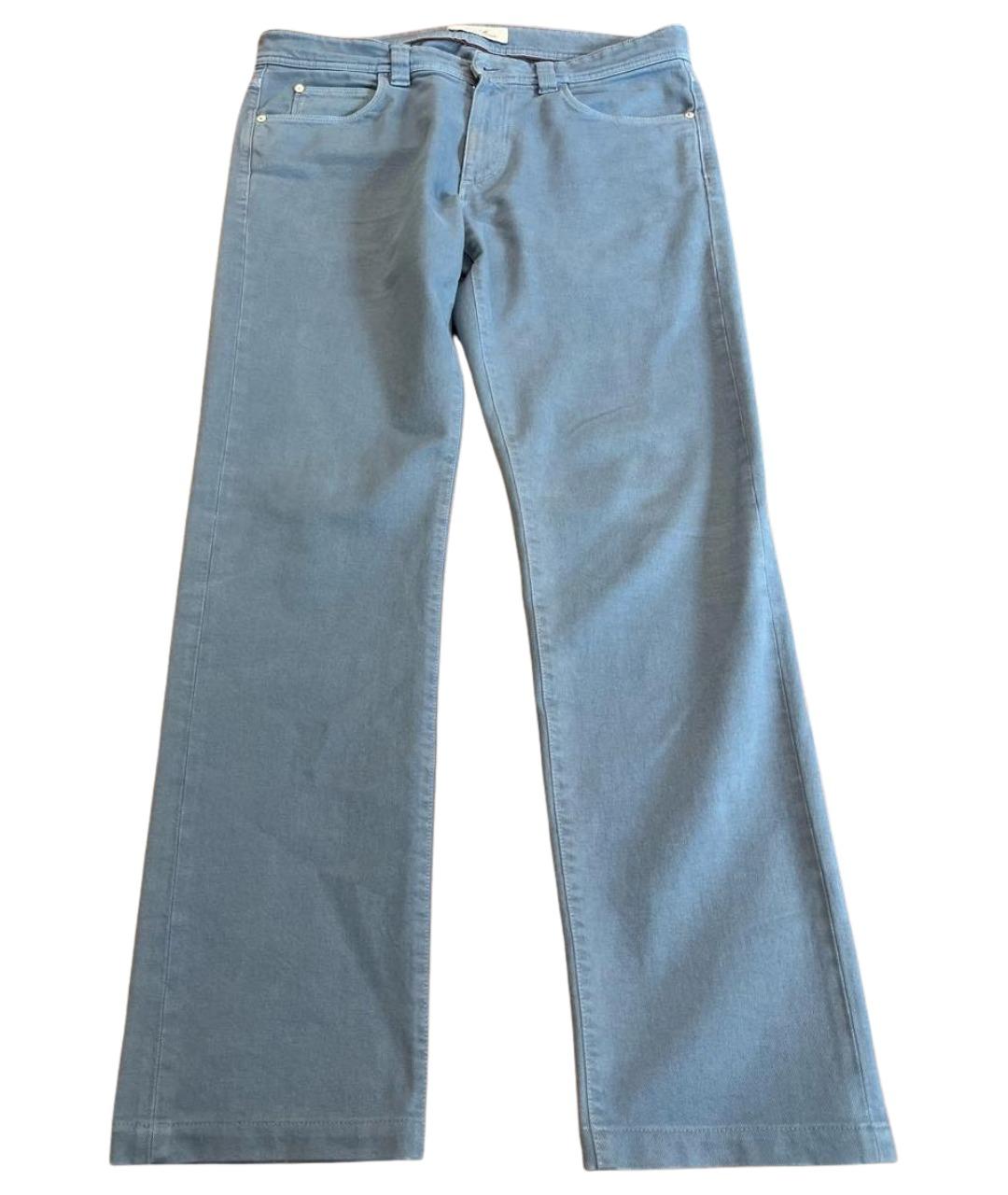 LORO PIANA Голубые хлопковые прямые джинсы, фото 1