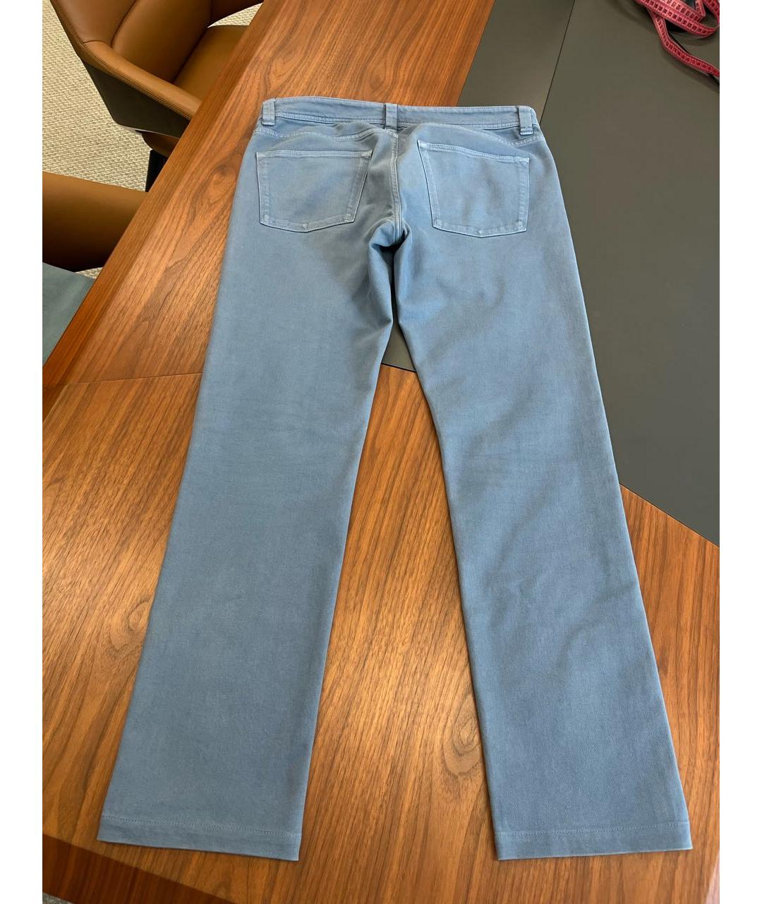 LORO PIANA Голубые хлопковые прямые джинсы, фото 2