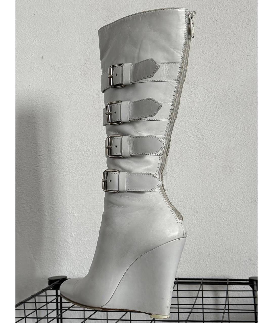 HELMUT LANG Белые кожаные полусапоги, фото 2