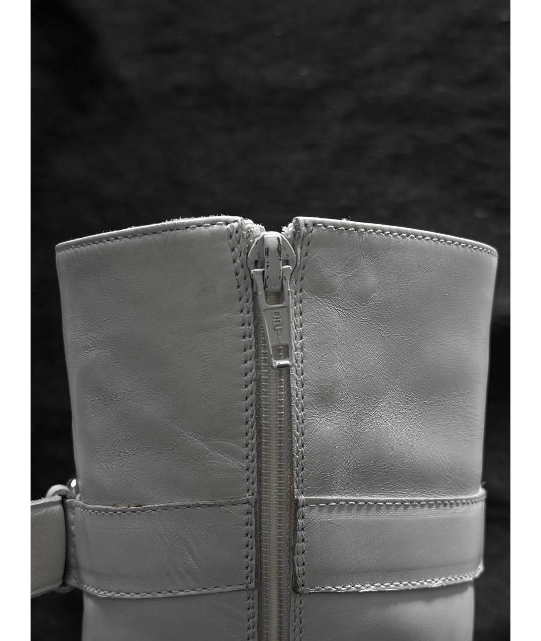 HELMUT LANG Белые кожаные полусапоги, фото 6