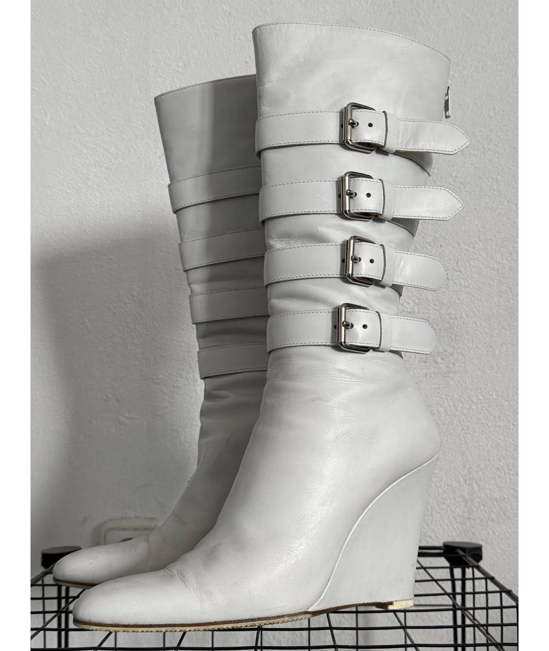 HELMUT LANG Белые кожаные полусапоги, фото 8