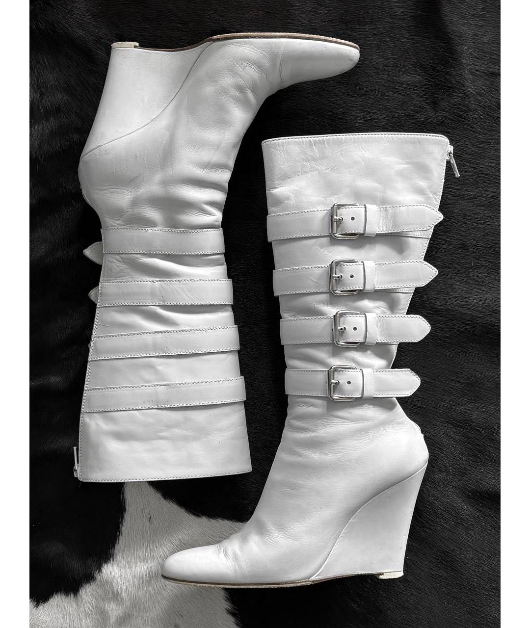 HELMUT LANG Белые кожаные полусапоги, фото 4