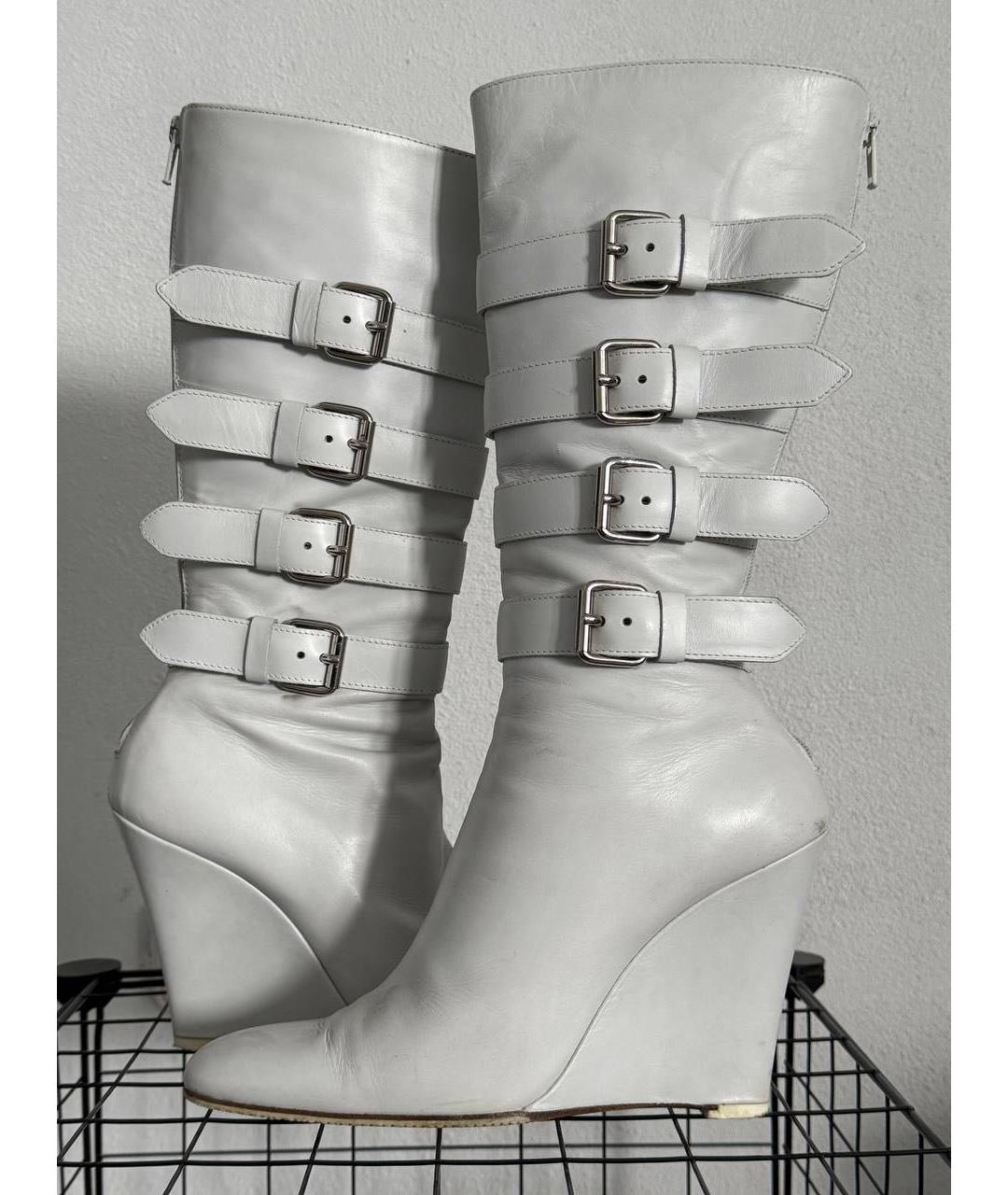HELMUT LANG Белые кожаные полусапоги, фото 3