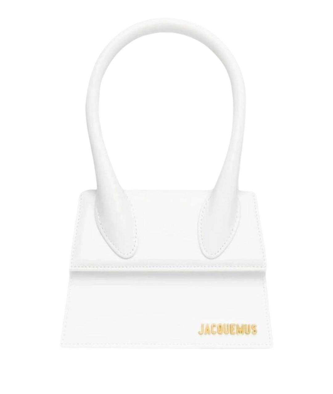 JACQUEMUS Белая кожаная сумка с короткими ручками, фото 1