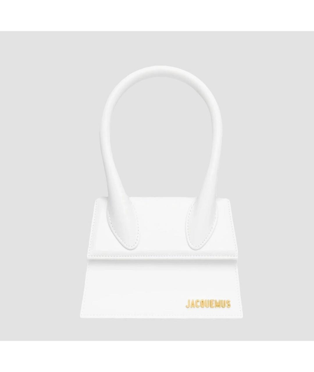JACQUEMUS Белая кожаная сумка с короткими ручками, фото 5
