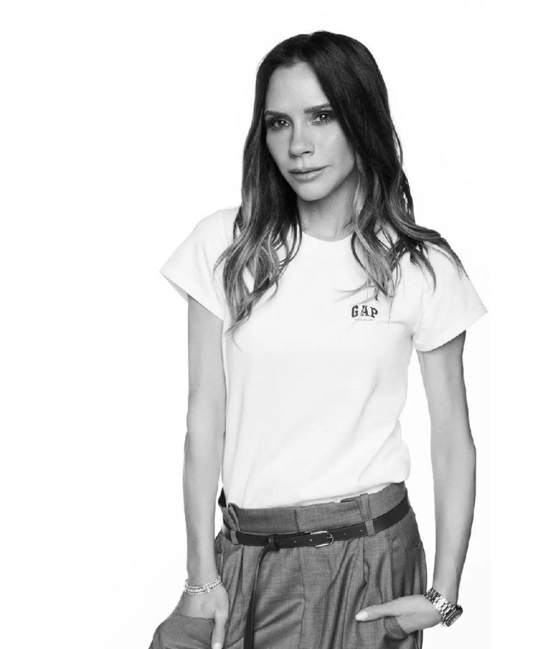 VICTORIA BECKHAM Белая хлопковая футболка, фото 2