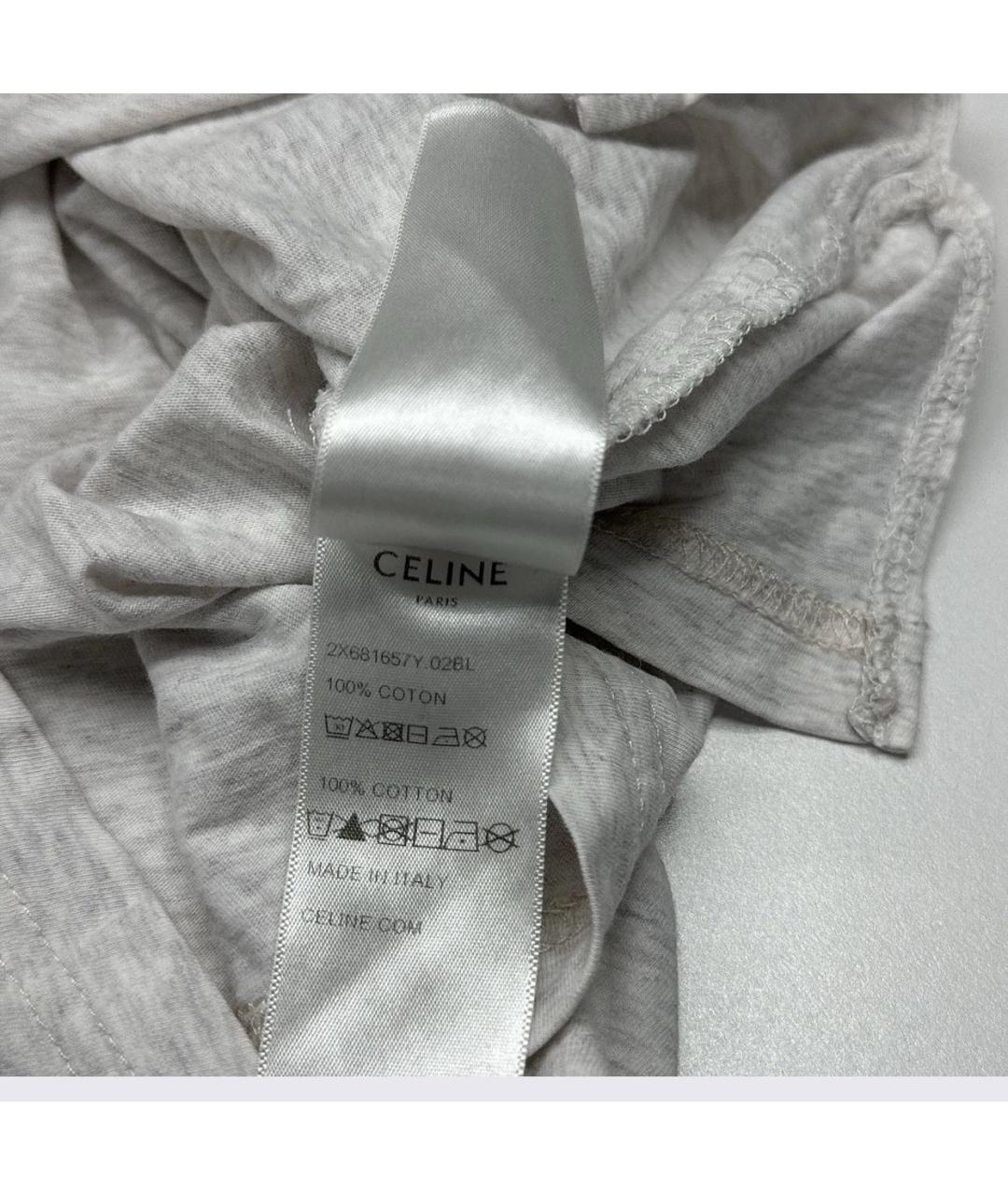 CELINE Серая хлопковая футболка, фото 4