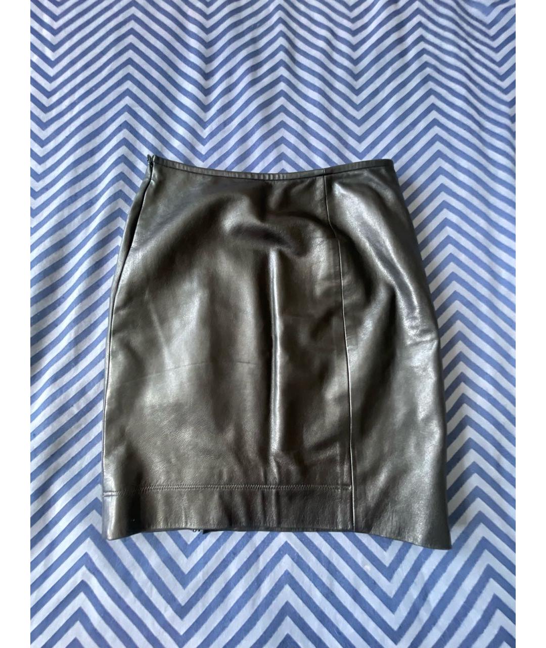 DIANE VON FURSTENBERG Черная кожаная юбка мини, фото 2