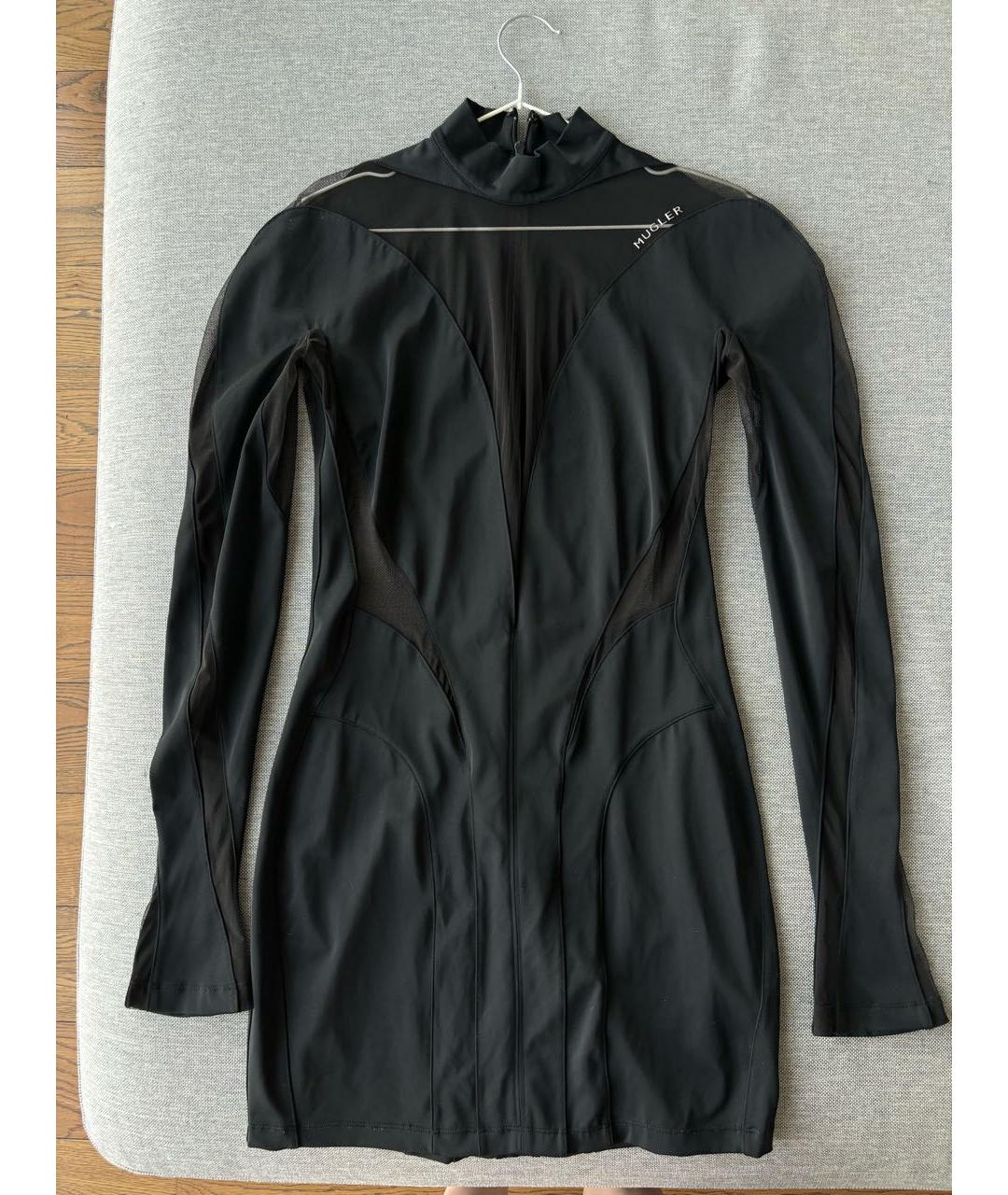 MUGLER Черное хлопко-эластановое вечернее платье, фото 5