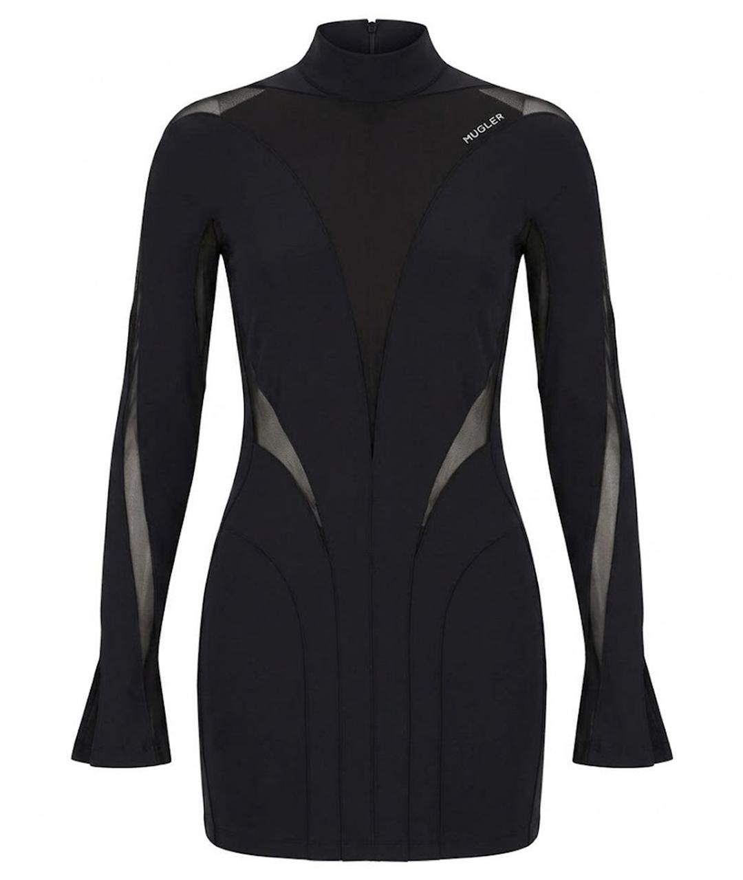 MUGLER Черное хлопко-эластановое вечернее платье, фото 1