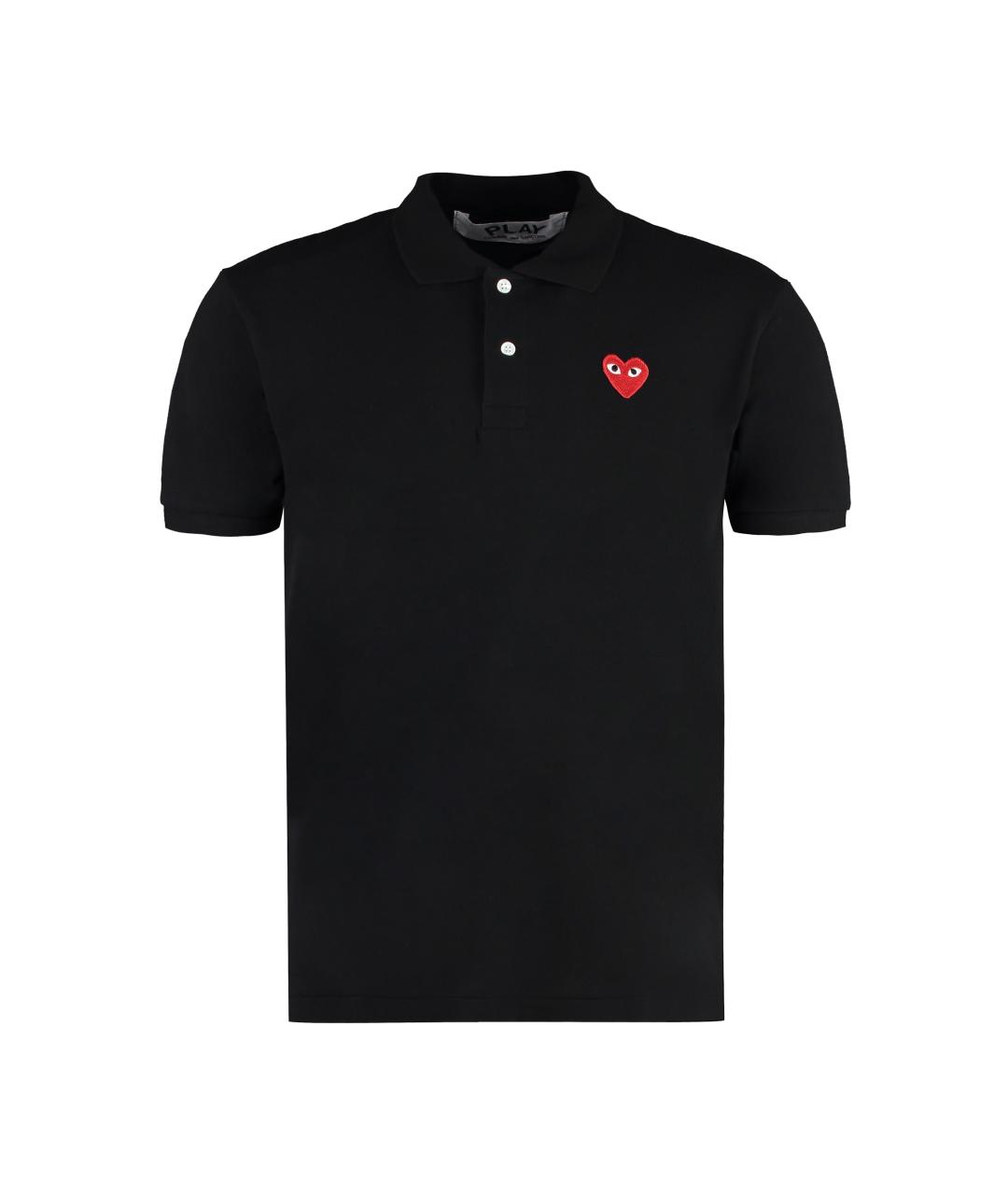 COMME DES GARÇONS PLAY Черное хлопковое поло с коротким рукавом, фото 1