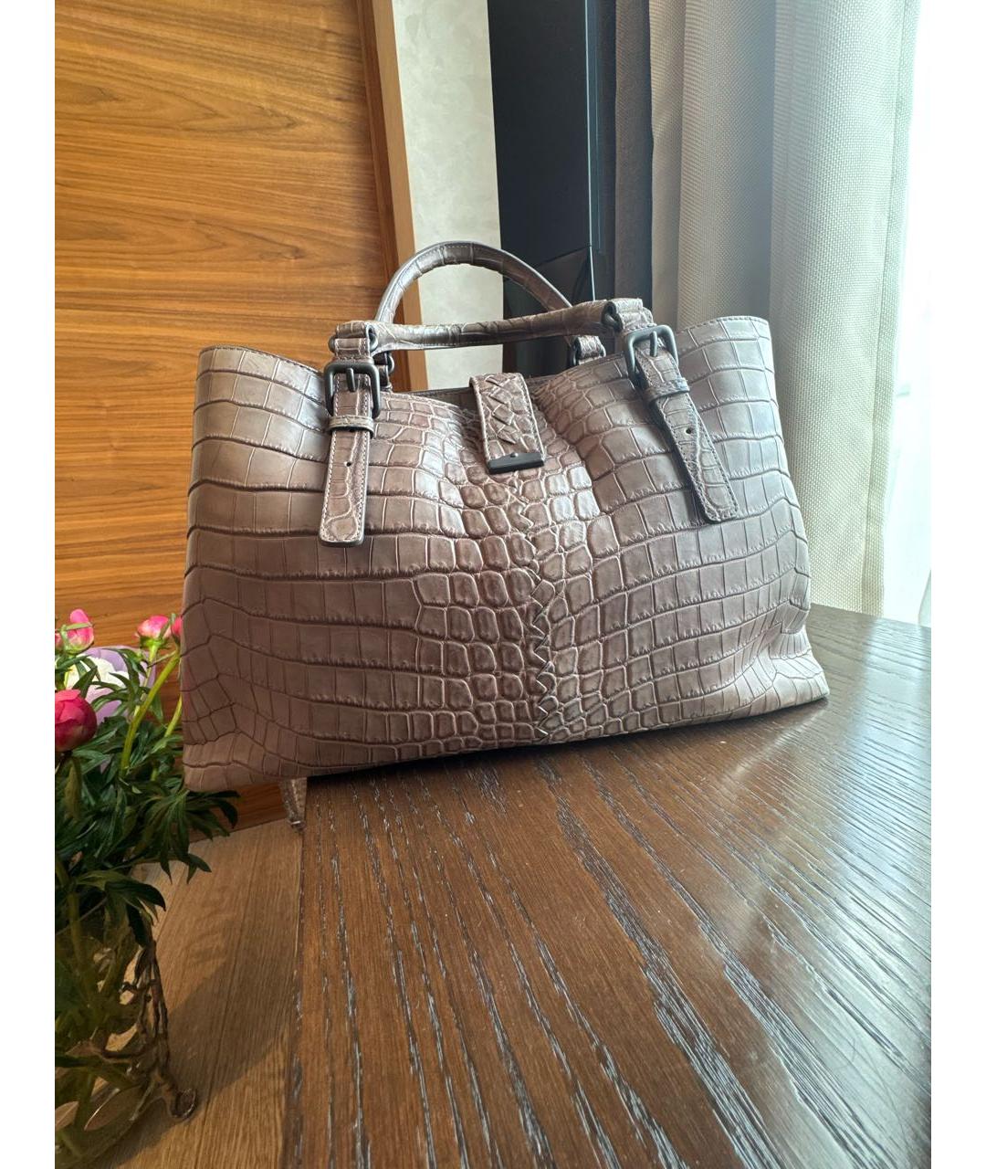 BOTTEGA VENETA Бежевая сумка тоут из экзотической кожи, фото 3