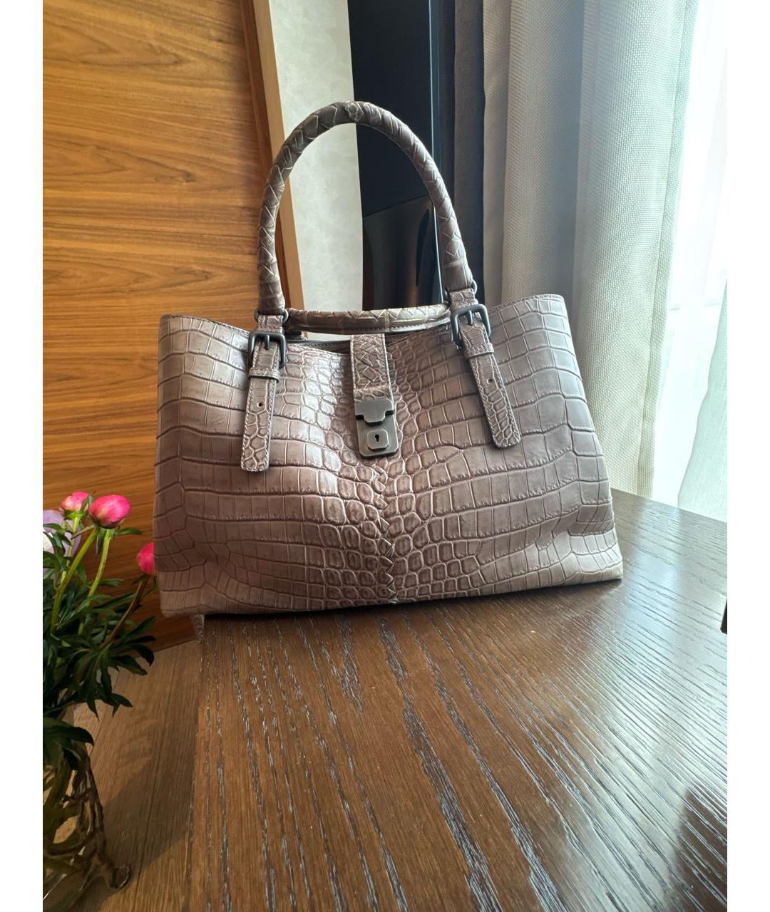 BOTTEGA VENETA Бежевая сумка тоут из экзотической кожи, фото 5