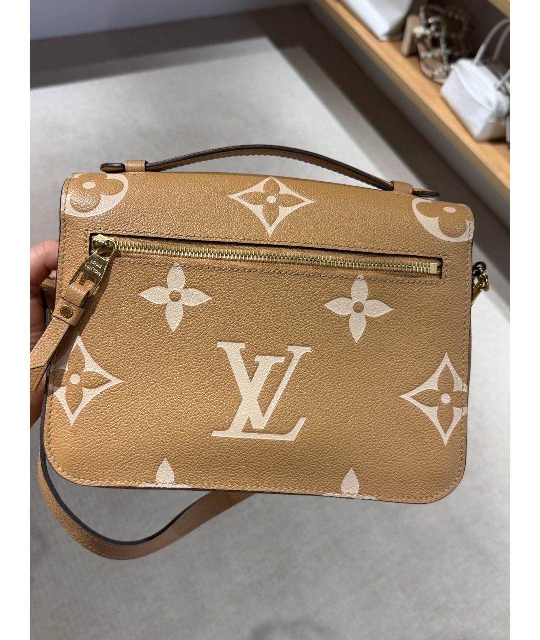 LOUIS VUITTON Бежевая кожаная сумка через плечо, фото 5