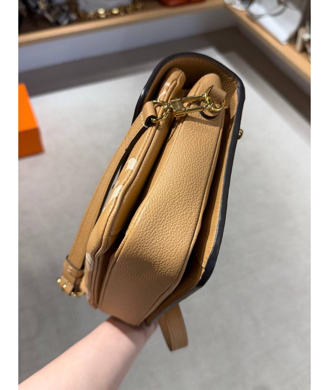 LOUIS VUITTON Бежевая кожаная сумка через плечо, фото 4