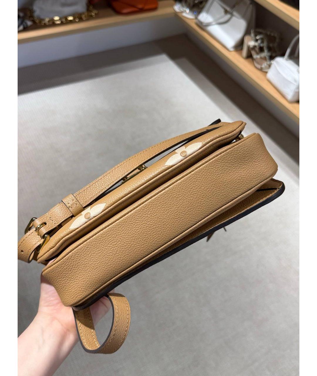 LOUIS VUITTON Бежевая кожаная сумка через плечо, фото 3