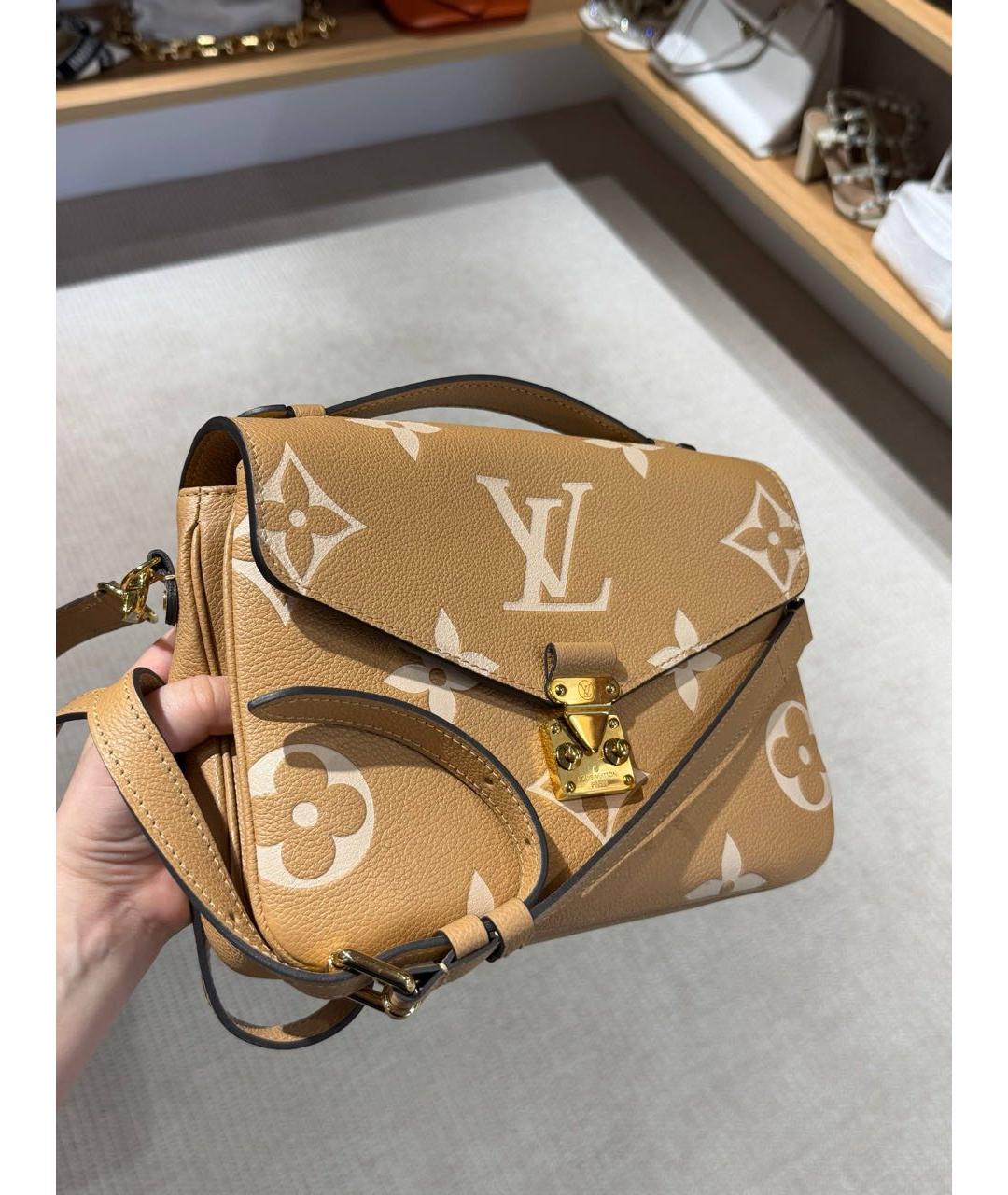 LOUIS VUITTON Бежевая кожаная сумка через плечо, фото 2