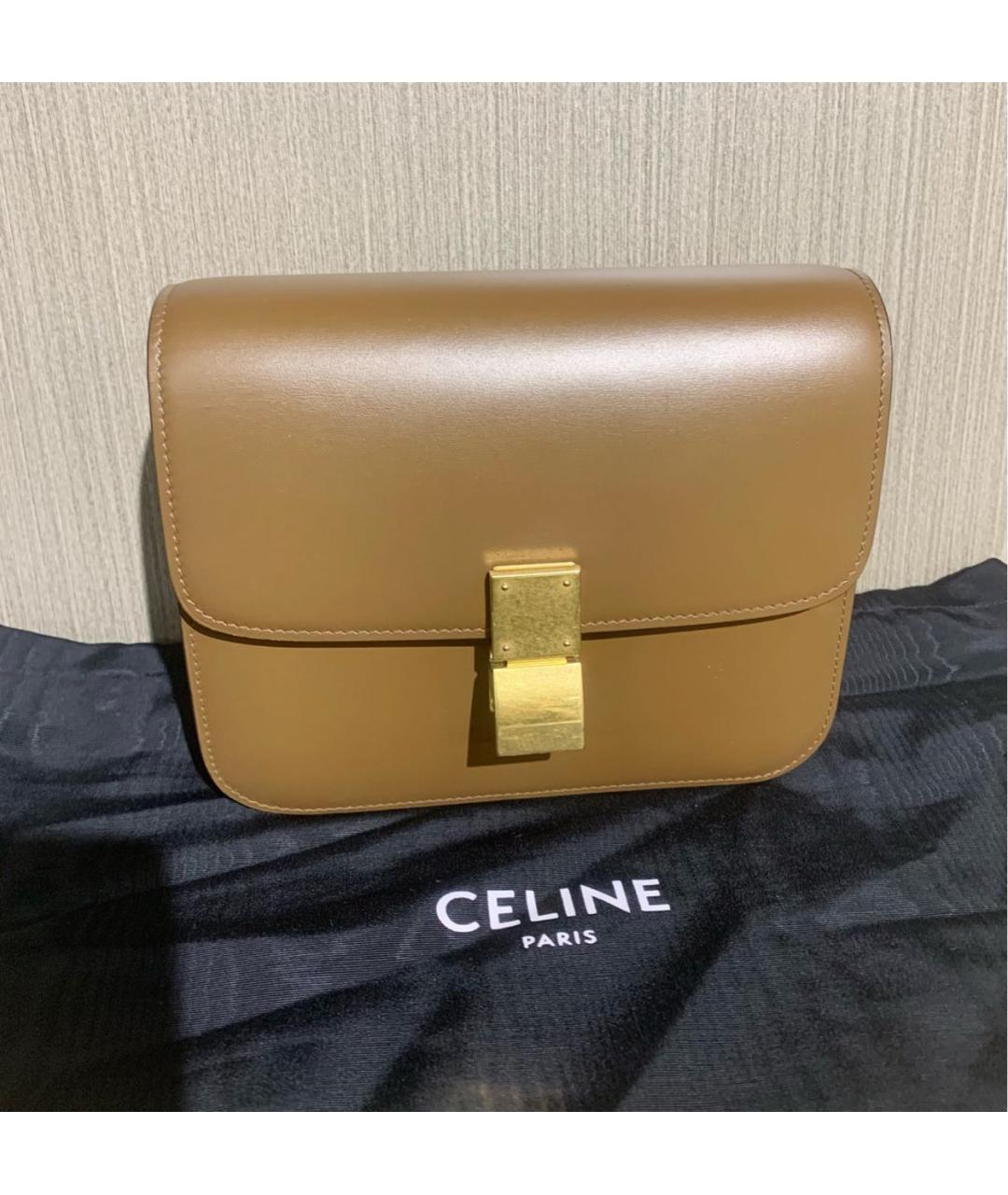 CELINE Горчичная кожаная сумка через плечо, фото 7