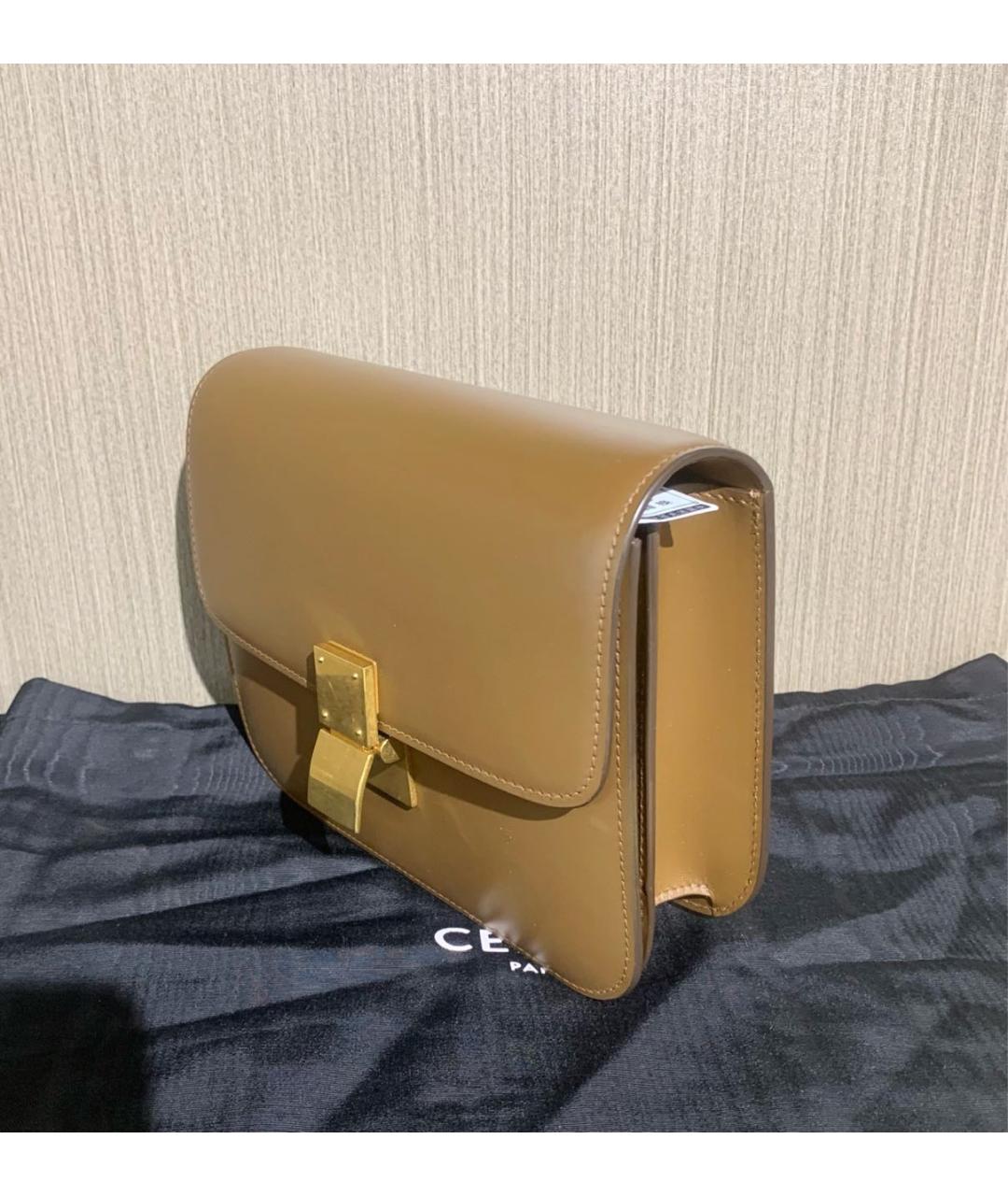 CELINE Горчичная кожаная сумка через плечо, фото 4