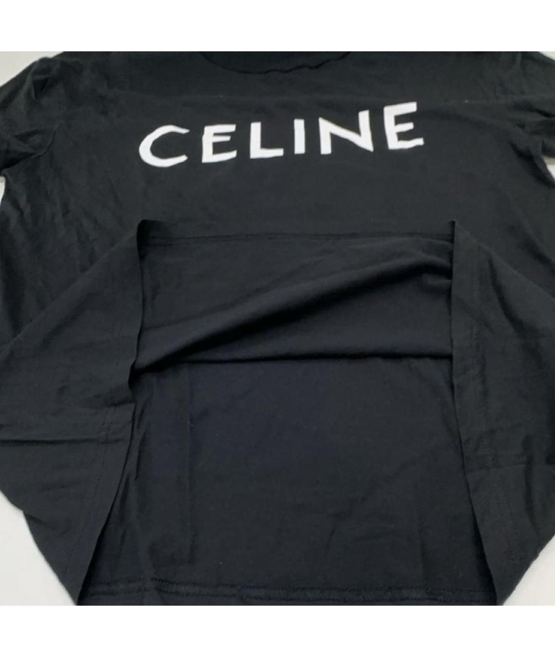 CELINE Черная хлопковая футболка, фото 3