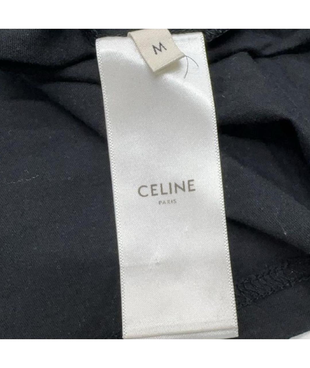 CELINE Черная хлопковая футболка, фото 5