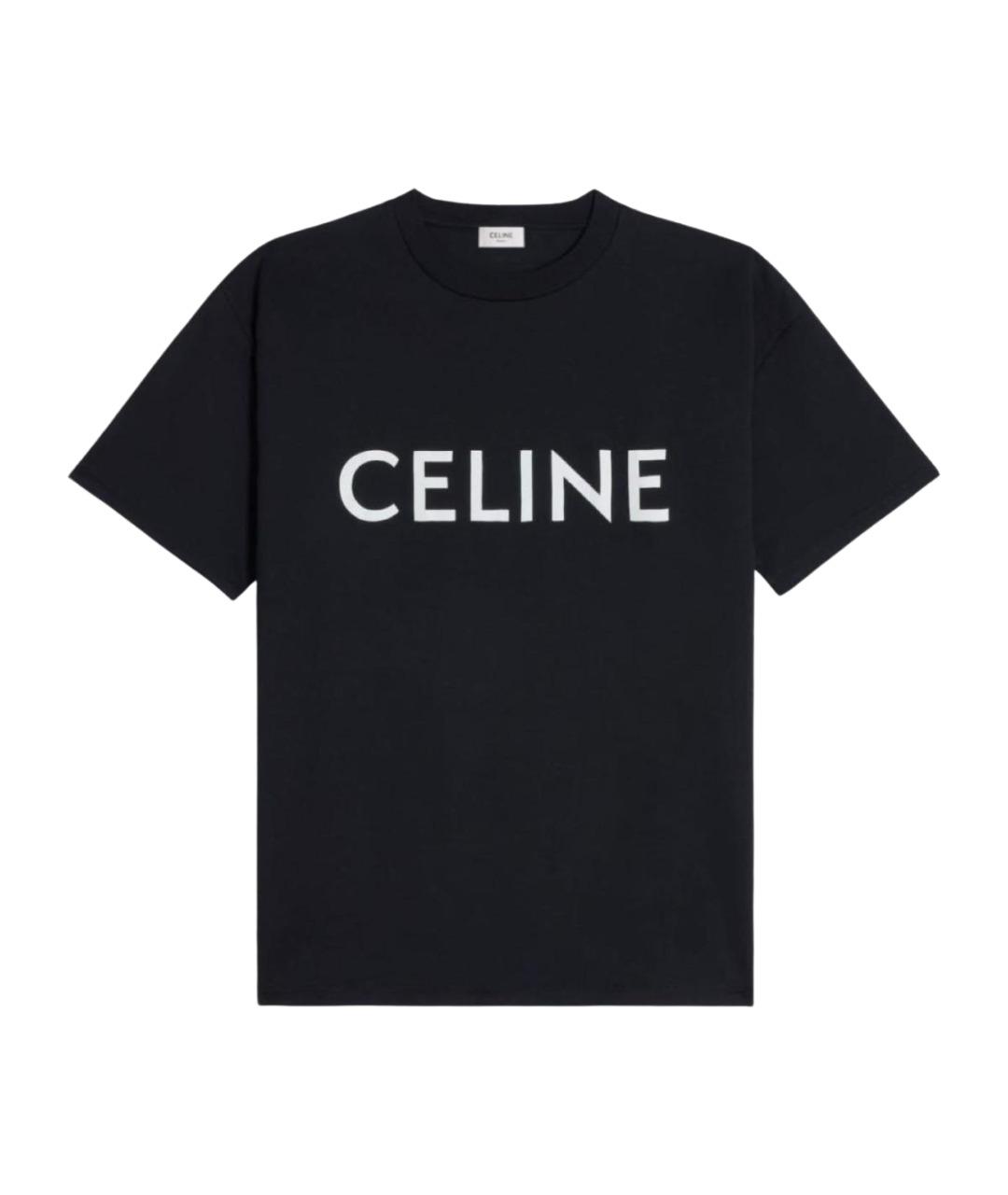 CELINE Черная хлопковая футболка, фото 1