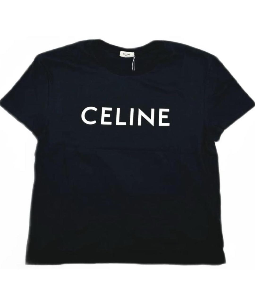 CELINE Черная хлопковая футболка, фото 2