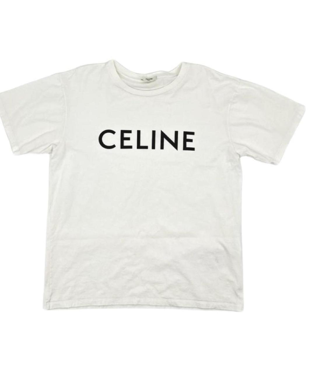 CELINE Белая хлопковая футболка, фото 7