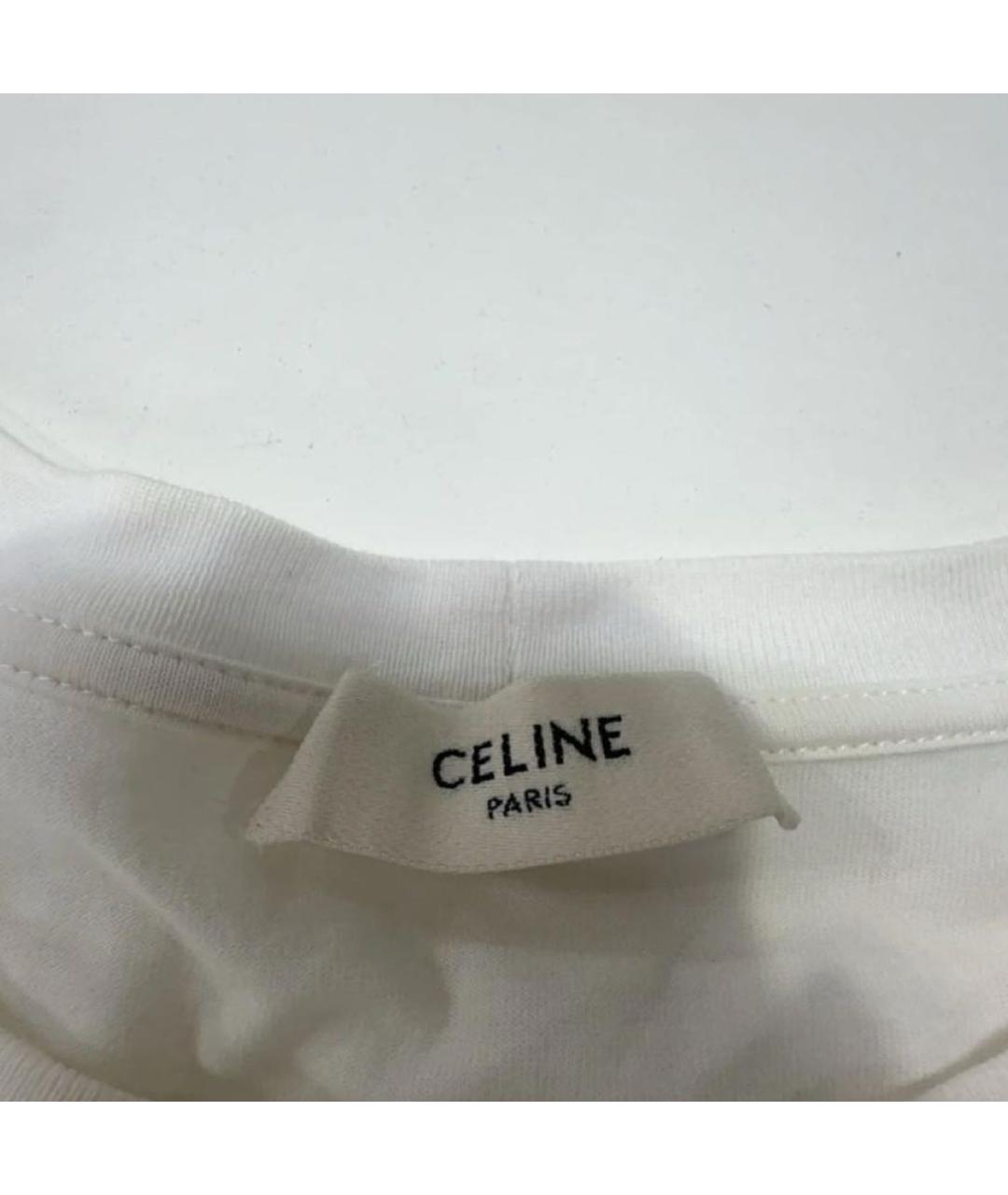 CELINE Белая хлопковая футболка, фото 4