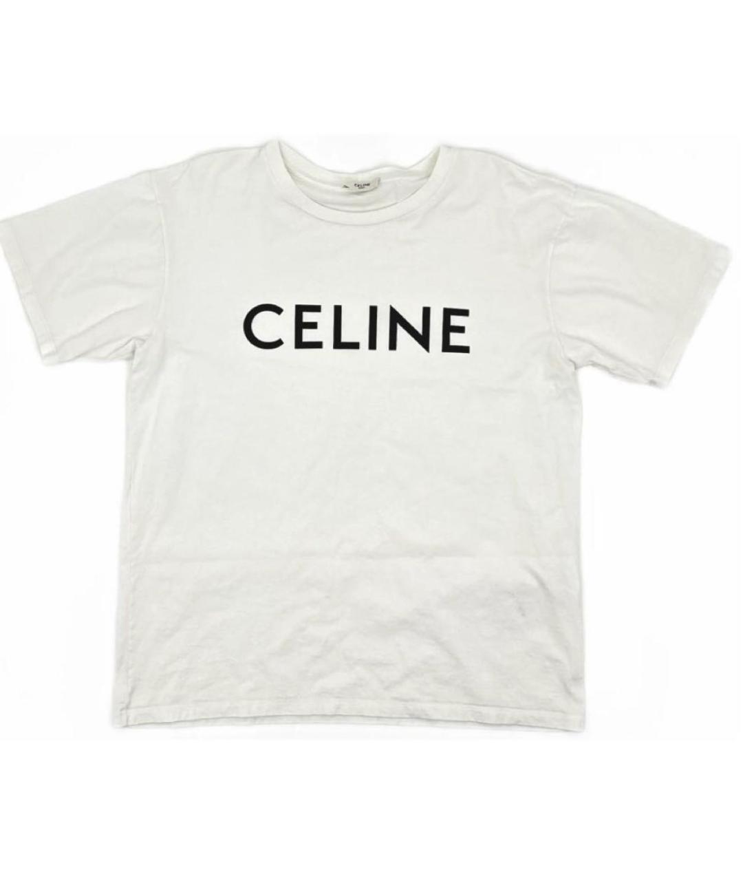 CELINE Белая хлопковая футболка, фото 2