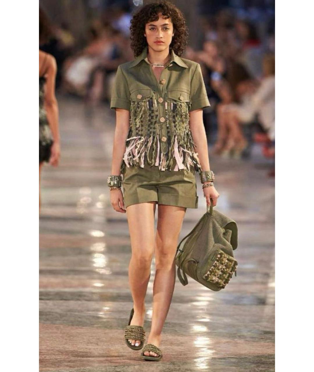 CHANEL Хаки хлопковые шорты, фото 8