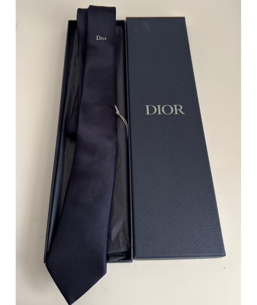 CHRISTIAN DIOR Темно-синий шелковый галстук, фото 5