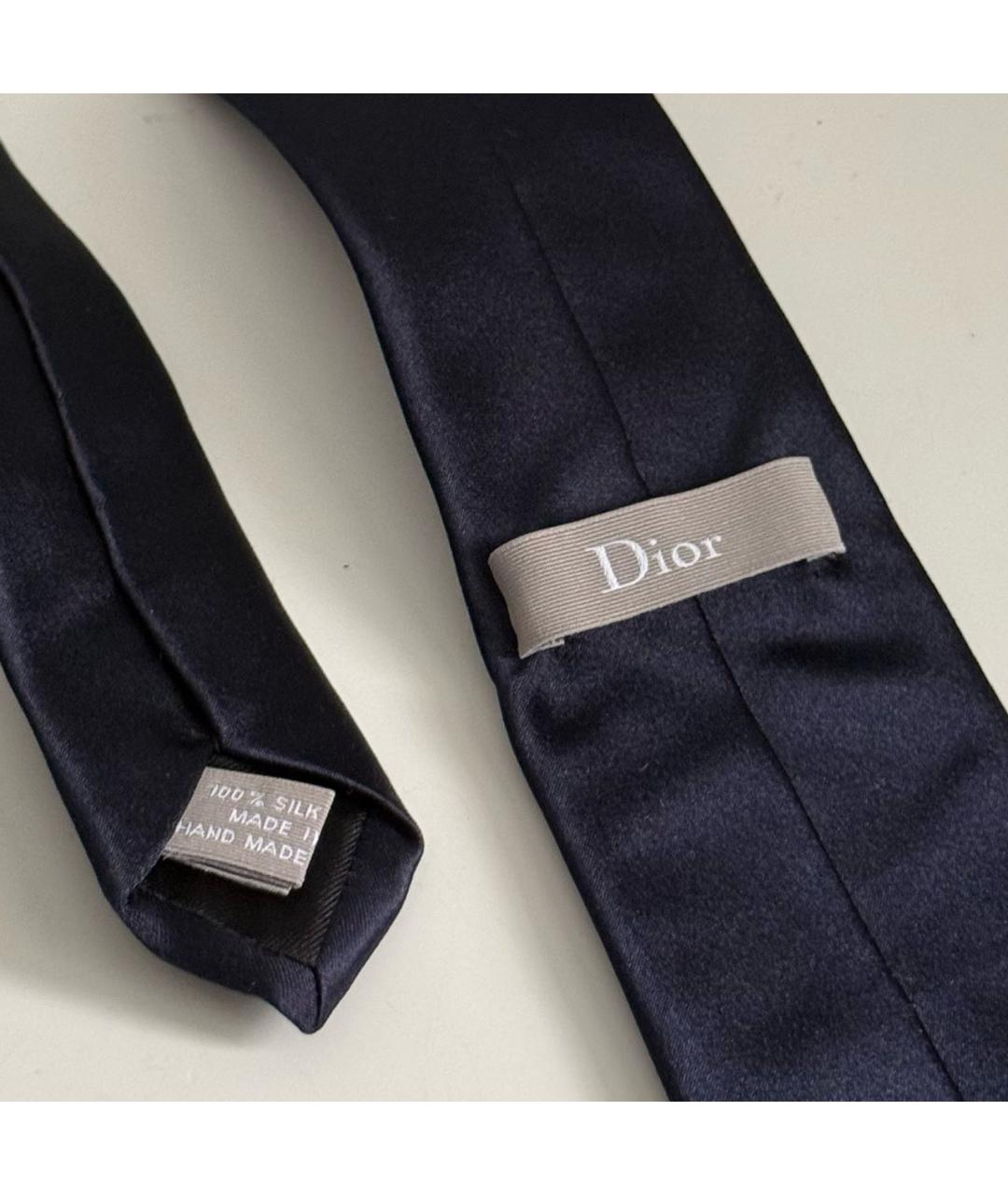 CHRISTIAN DIOR Темно-синий шелковый галстук, фото 3