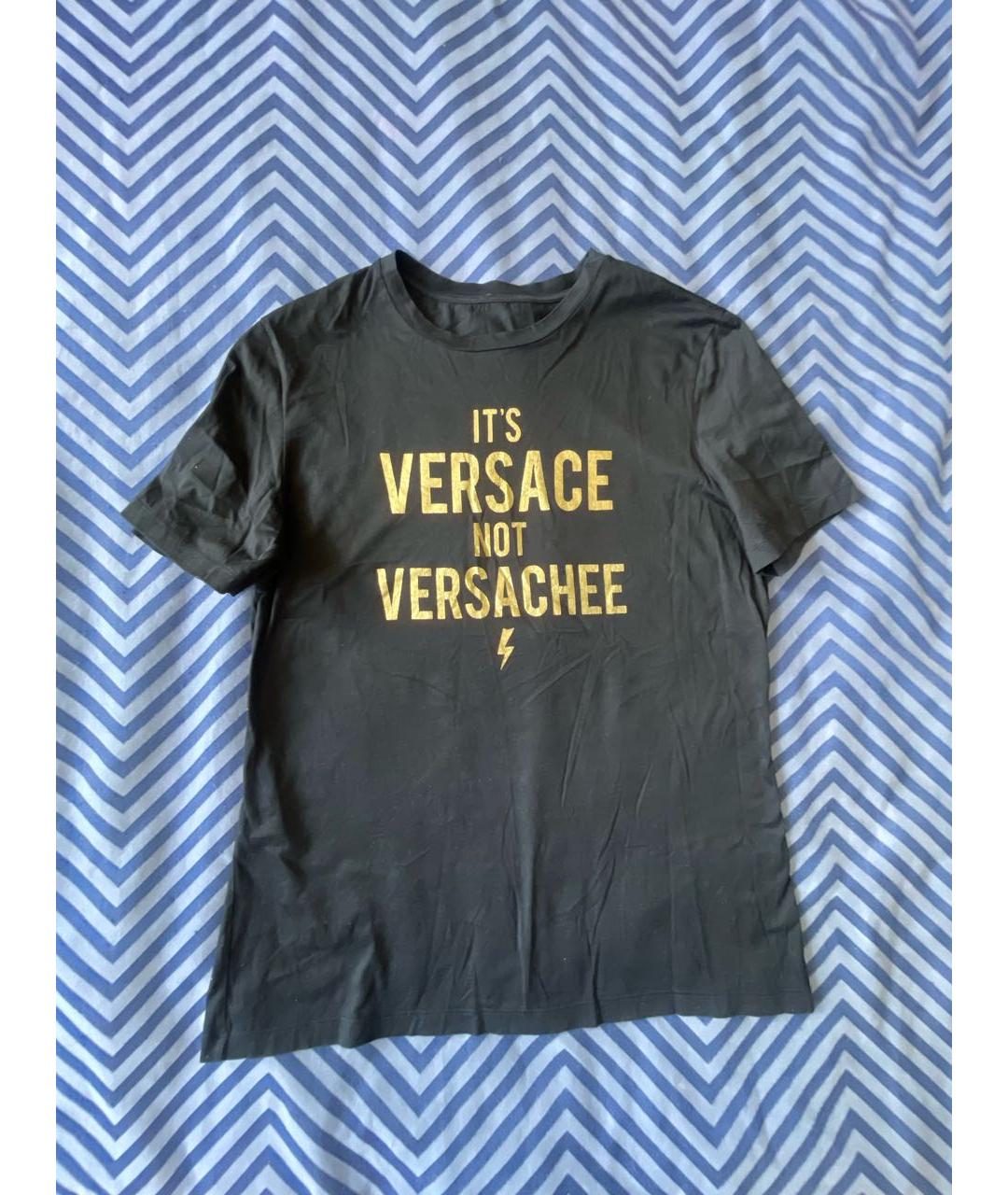 VERSACE Черная хлопковая футболка, фото 5