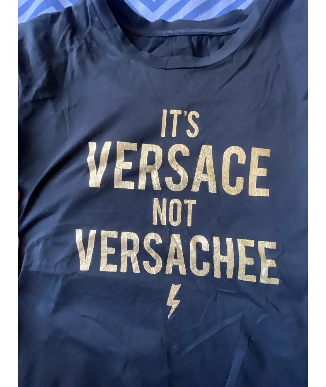 VERSACE Черная хлопковая футболка, фото 4