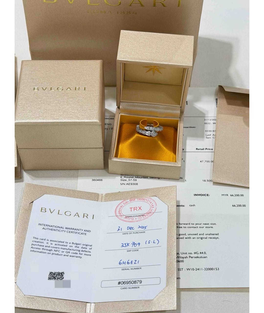 BVLGARI Серебряное кольцо из белого золота, фото 3