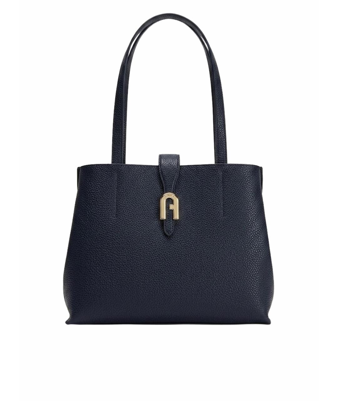 FURLA Темно-синяя кожаная сумка тоут, фото 1