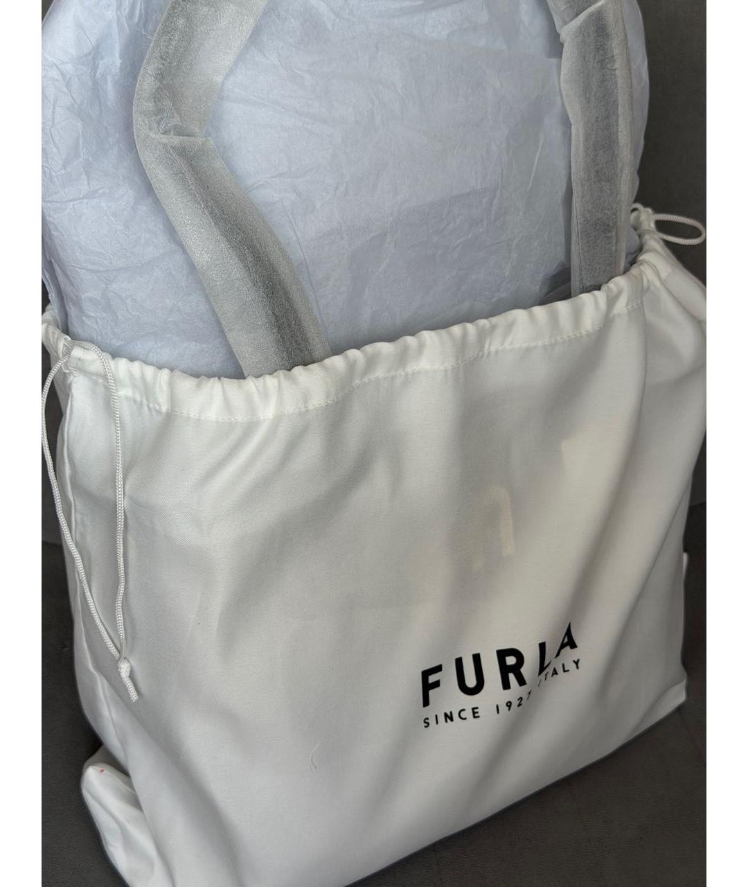 FURLA Темно-синяя кожаная сумка тоут, фото 8