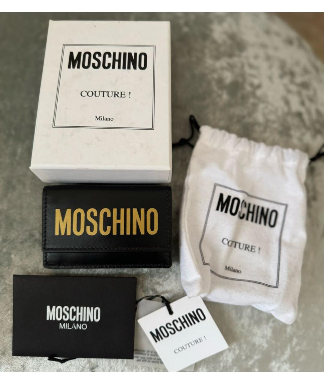 MOSCHINO Черный кожаный кошелек, фото 8