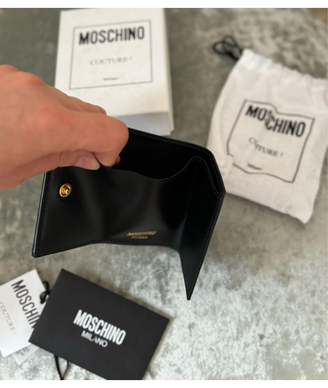 MOSCHINO Черный кожаный кошелек, фото 4