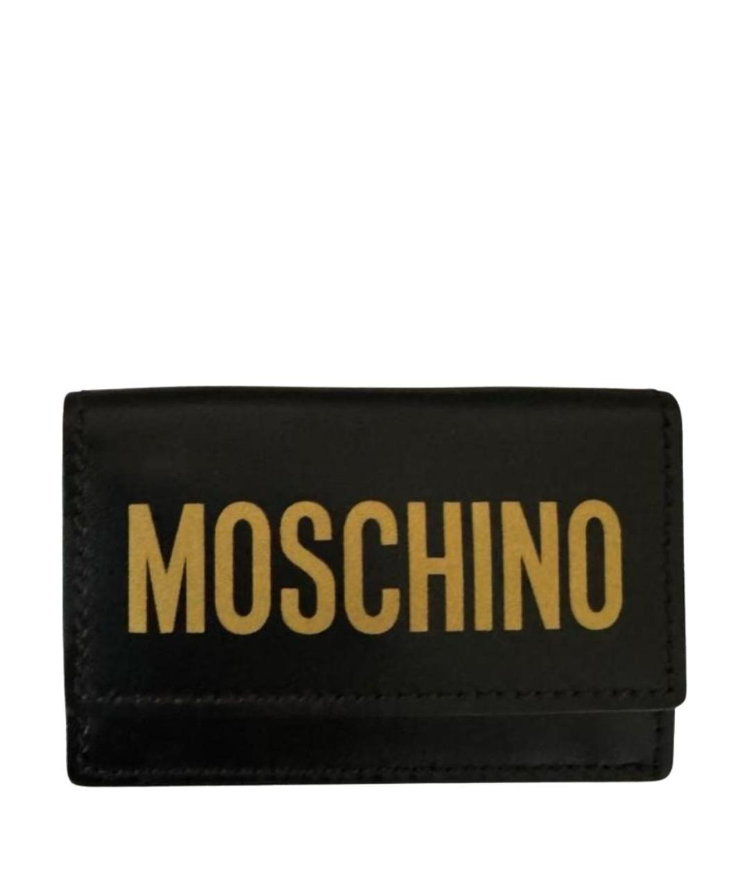 MOSCHINO Черный кожаный кошелек, фото 1