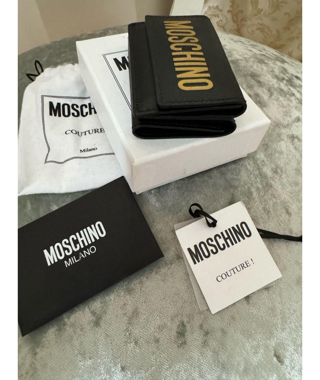 MOSCHINO Черный кожаный кошелек, фото 2
