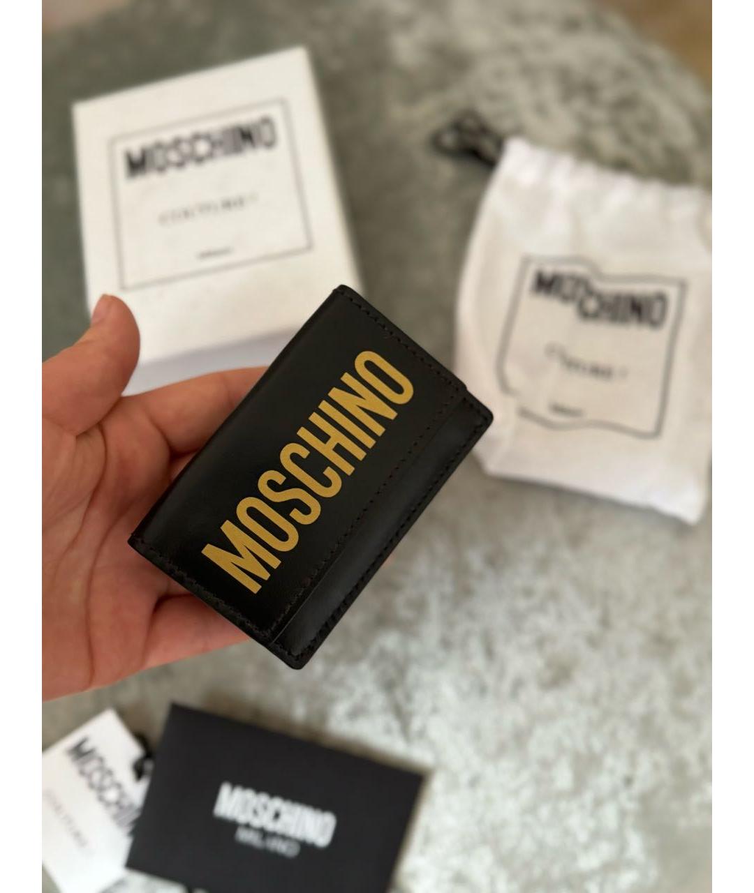 MOSCHINO Черный кожаный кошелек, фото 6