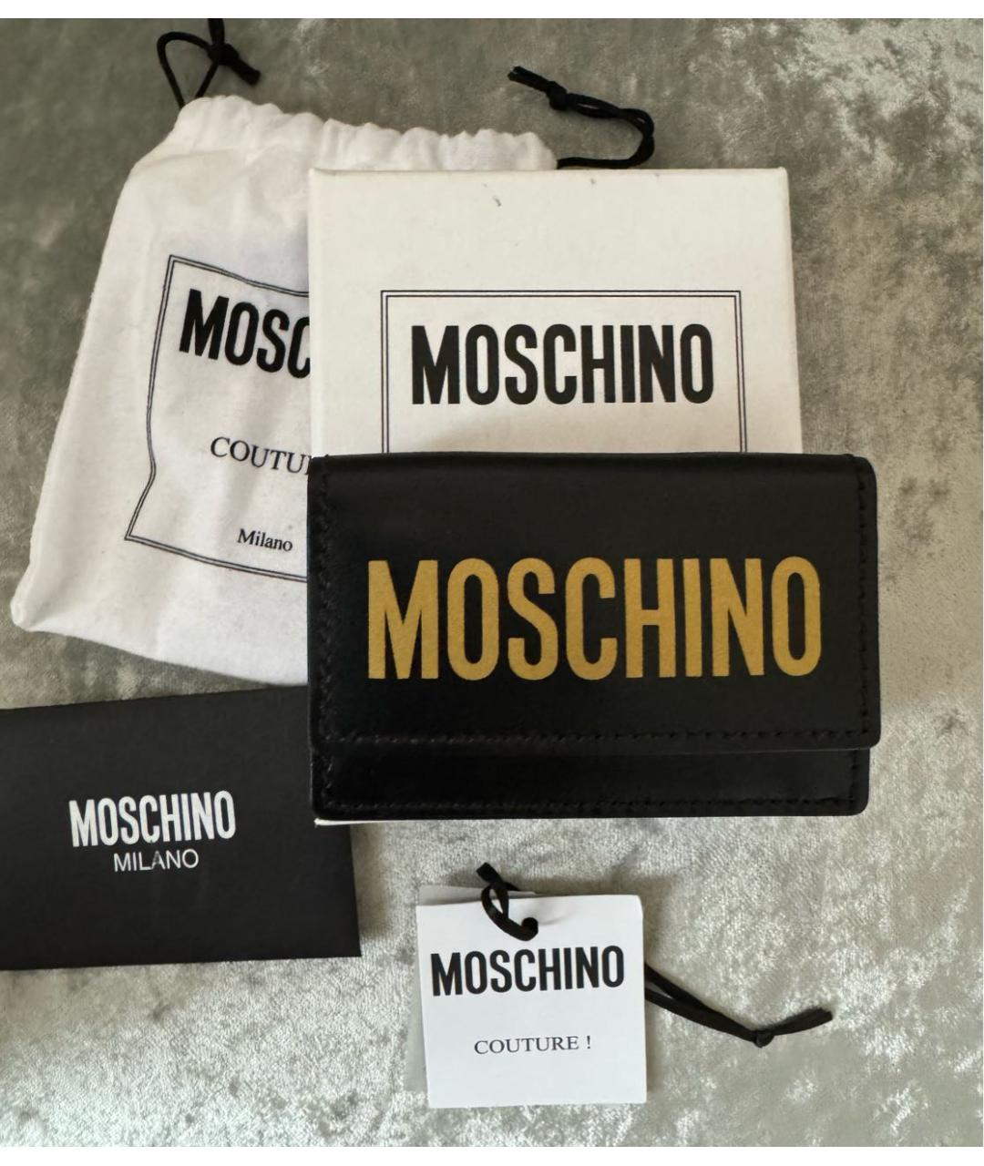 MOSCHINO Черный кожаный кошелек, фото 9