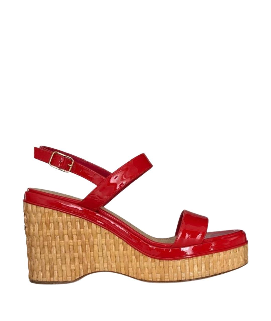 CHANEL Красные босоножки из лакированной кожи, фото 1