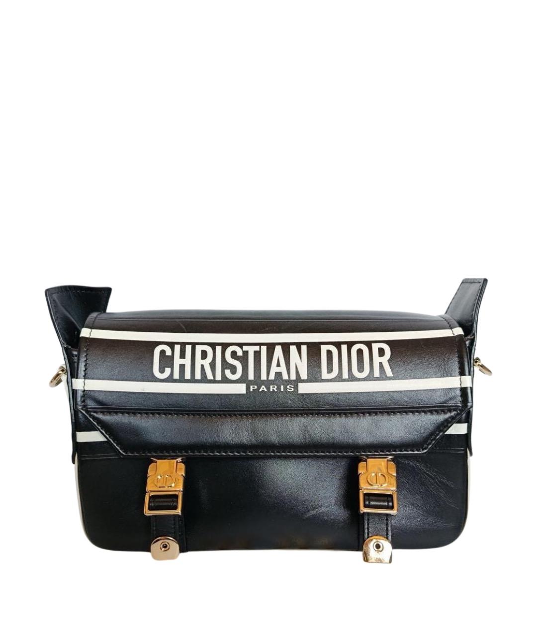 CHRISTIAN DIOR Черная кожаная сумка через плечо, фото 1