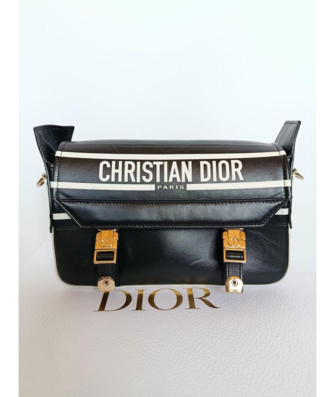 CHRISTIAN DIOR Черная кожаная сумка через плечо, фото 9