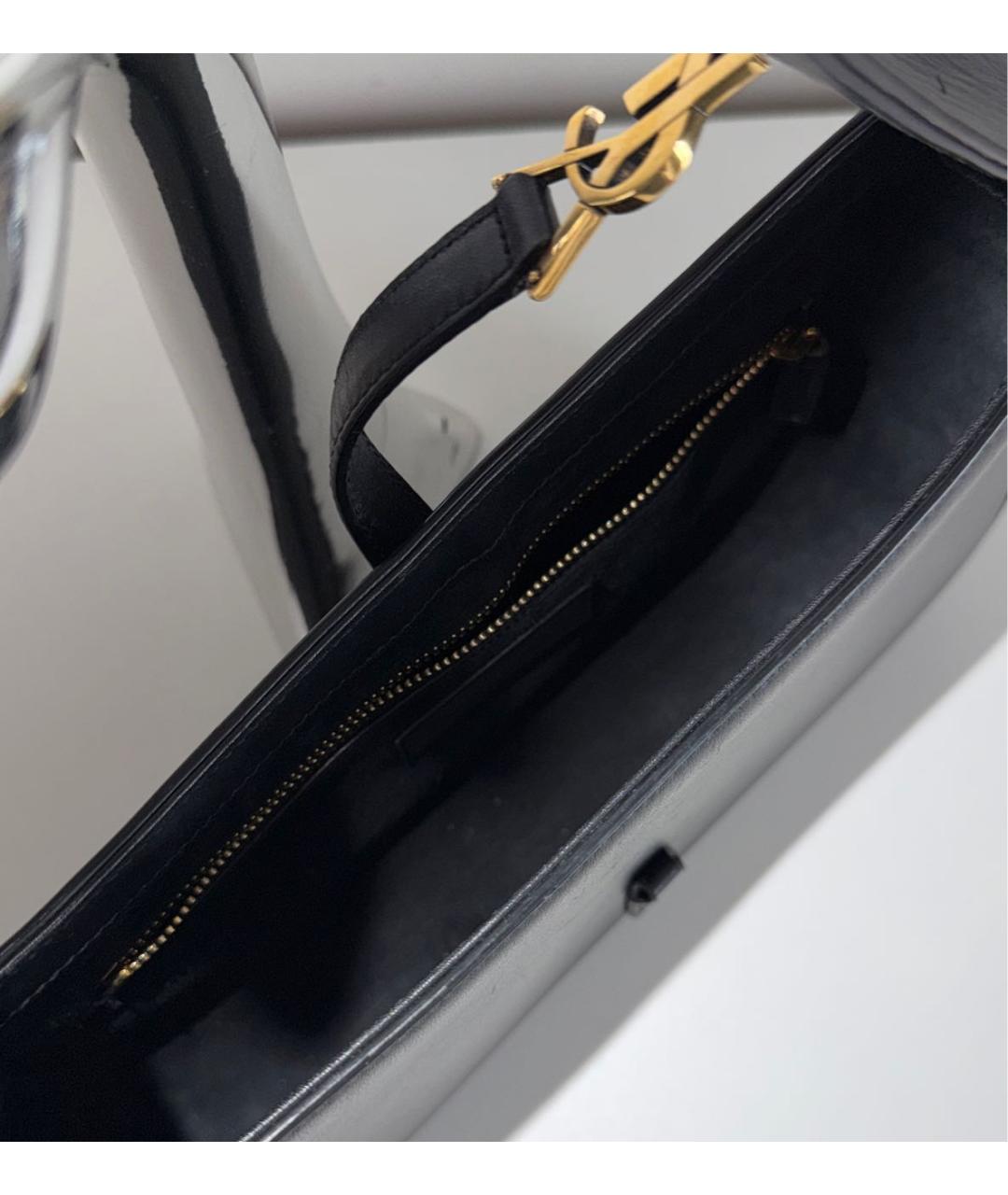 SAINT LAURENT Черная кожаная сумка с короткими ручками, фото 4